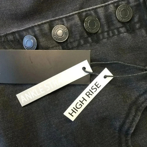 NWT Stitch Star Womens Black Distressed High-Rise Ankle Straight Jeans Size 12 - Picture 8 of 12